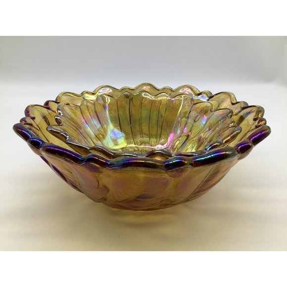 Indiana Amber Carnival Wild Rose Glass Bowl, Set of 2 - Picture 12 of 12